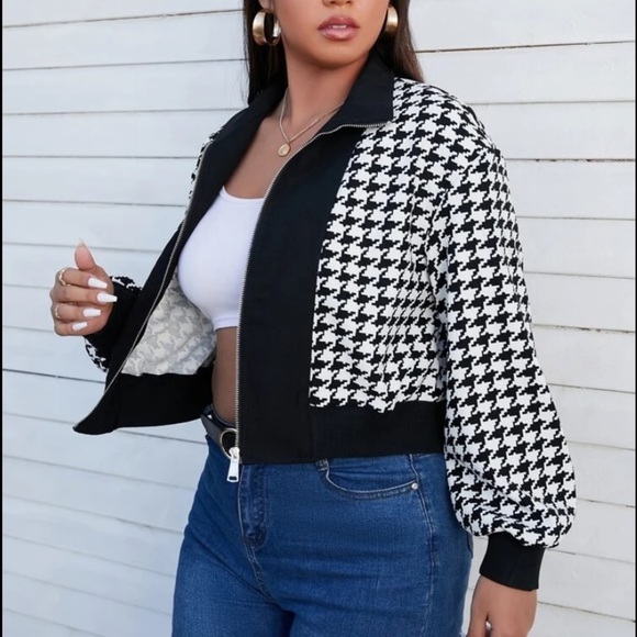 NEW INVENTORY 🔥Hoodstooth Zip Up Crop Bomber Jacket🔥 - Picture 4 of 6